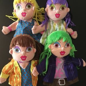 Lillian Vernon Girl Diva Hand Puppets set of 4 Pretend Play Puppets